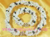 three twisted coral&pearl jewelry necklace set